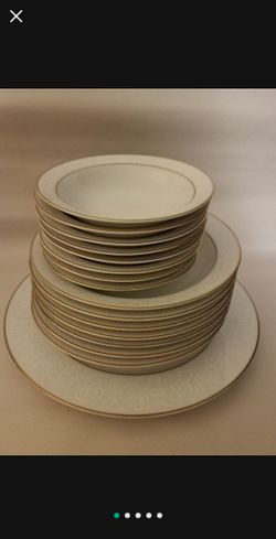 Cellini Romanesque 24k gold trimmed china white rose wedding set