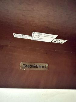 Authentic Crate & Barrel wood Dining Table- manufacturer label in pictures