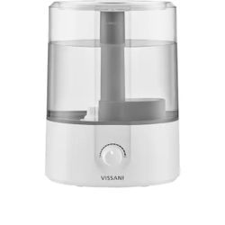 Vissani 1-Gal Cool Mist Humidifier – Dual 360° Nozzle, White
