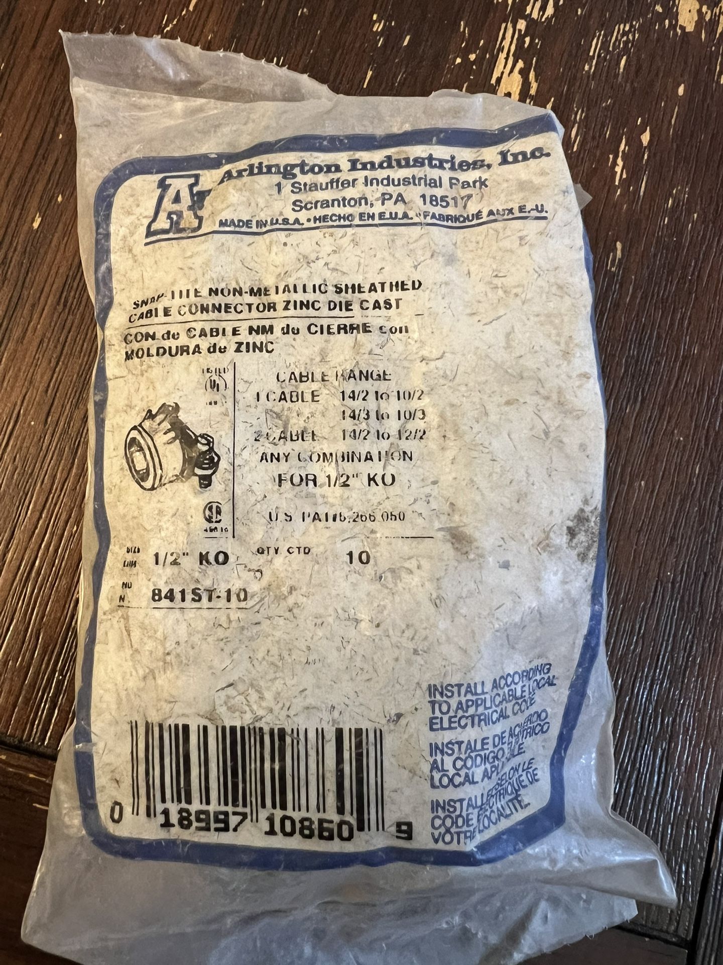 Snap Tote Non-Metallic Sheathed Cable Connector Zinc Die Cast