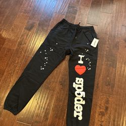 Black I Love Sp5der Sweatpants