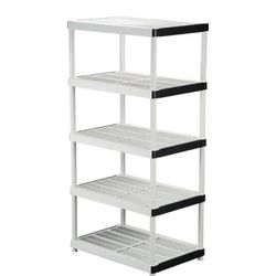 3 Sets of HDX 5-Tier Plastic Garage Storage Shelving Unit in Gray (36 in. W x 72 in. H x 24 in. D)