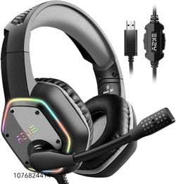 EKSA E1000 USB Gaming Headset for PC, Computer Headphones with Microphone/Mic Noise Cancelling