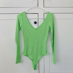 Fashion Nova Neon Lime Green Ribbed All The Right Places Bodysuit