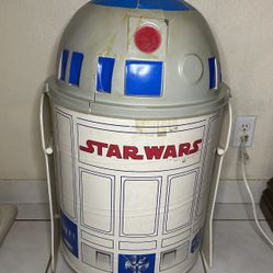 Vintage 1983 Star Wars R2-D2 Toy Toter Toy Box Rolling Wheels w/Lid - Y526  