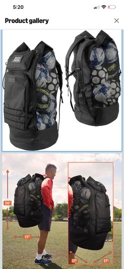Heavy Duty XL Soccer Mesh Equipment Ball Bag w/Adjustable Backpack Shoulder Strap Design