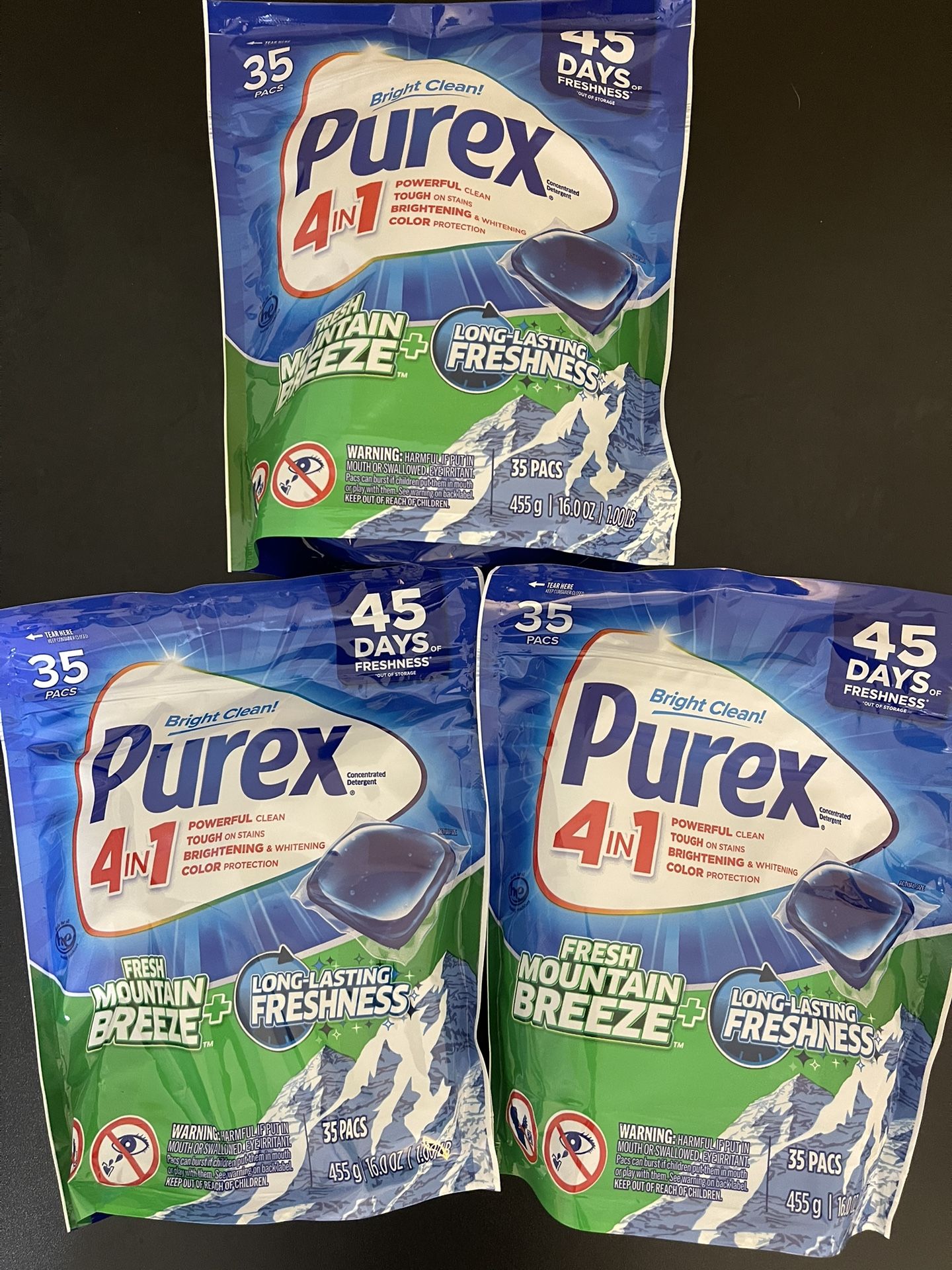 3pack One Pack Of Purex 4-in-1 Laundry Detergent, Mountain Breeze, 35Pacs 1.00 LB