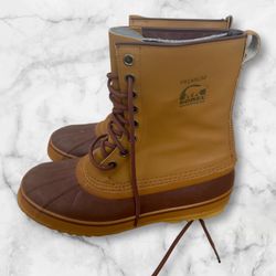 Sorel Stalker Snow Boots Men's US 11 Brown Leather Lace-Up Round Toe