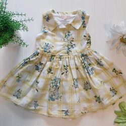 Girls 2T Yellow Plaid Blue Floral Dress Outfit M&E Mila and Emma