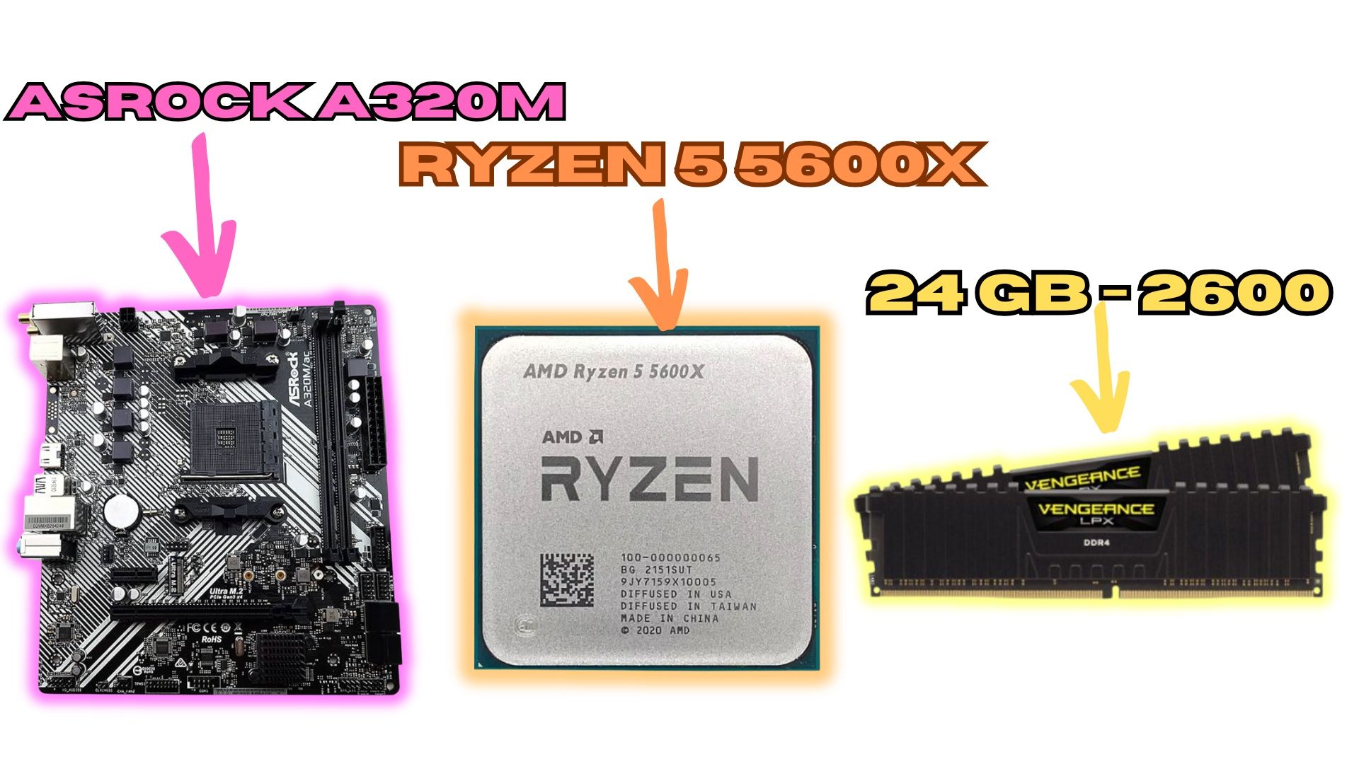 PC Combo - Ryzen 5 5600X - 24 GB 2600 - Asrock A320M