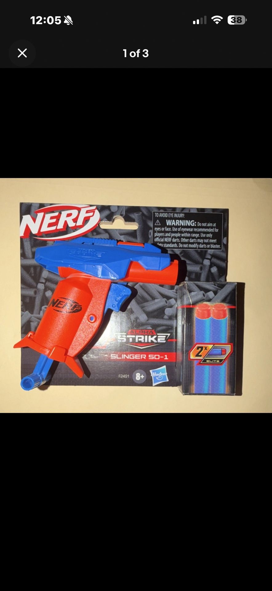 NERF Alpha Strike Slinger SD-1 Dart Blaster with 2 Elite Darts