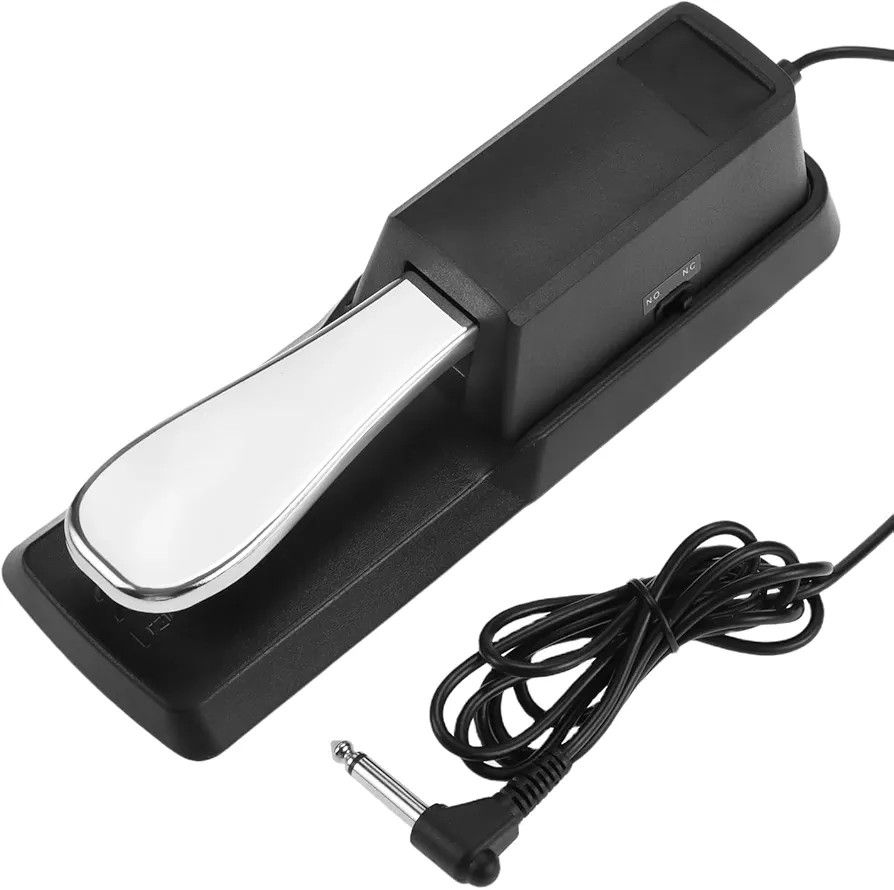 QWORK Sustain Pedal for Keyboard, 1/4'' Input Plug Piano Pedal with Polarity Switch, Universal Digital Pianos
