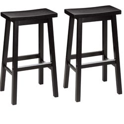Set Of 2 Wooden Bar Stools 29 Inch