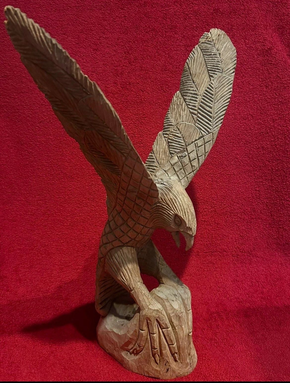 Original Eagle Hand Carved Wooden Sculpture 24”