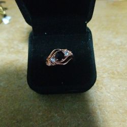 Size 7 Black Onyx Rose Gold Plated Ring