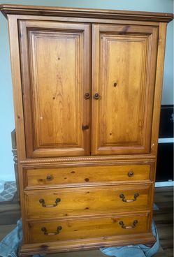 Solid Pine Wood Armoire & Dresser