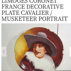 Limoge Coronet Musketeer France Decorative Plate 