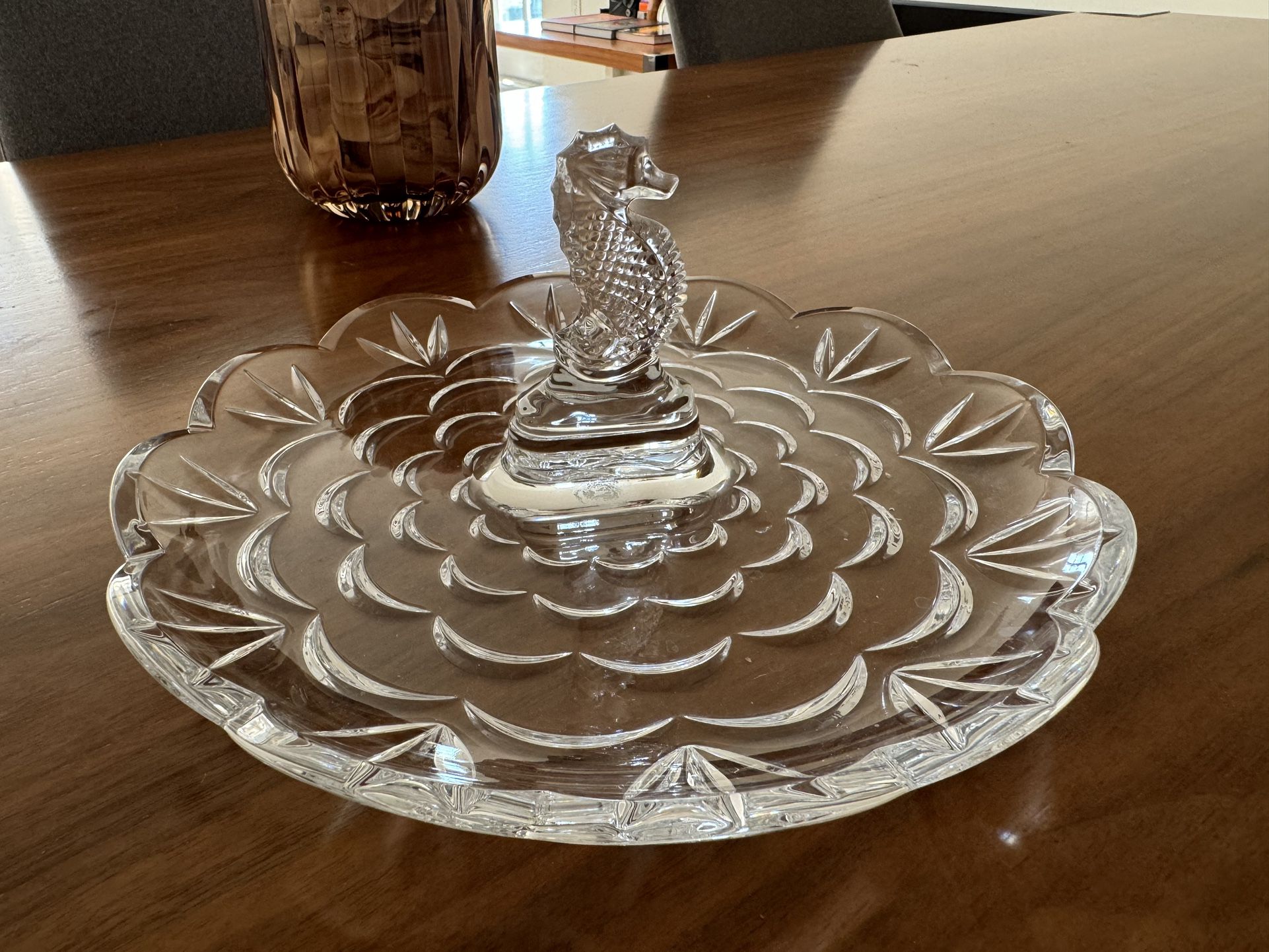 Waterford Crystal 9" Seahorse Server (contact info removed)7 Tidbit Tray