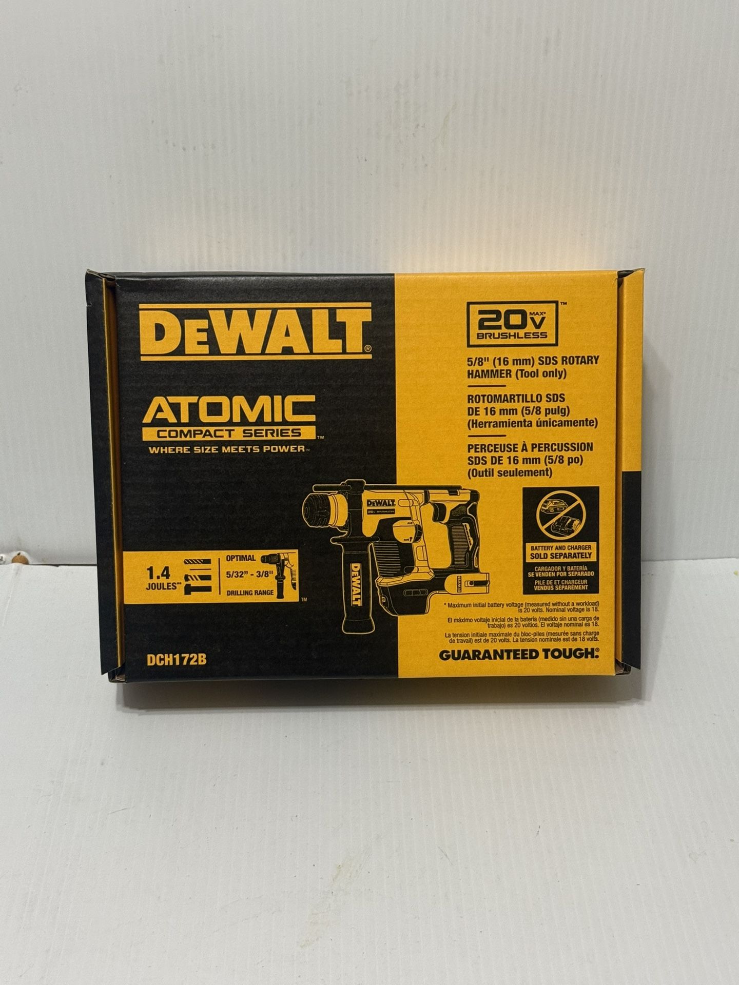 DeWALT DCH172B 20V Max Compact 5/8" Brushless SDS Plus Rotary Hammer Drill