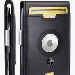 TRAVANDO Leather AirTag* Wallet Mens Wallet with Money Clip Air Tag Wallet Card Holder RFID Blocking Bifold Gifts for Men