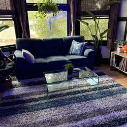 81 Inch Corduroy Coral Blue Couch