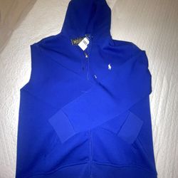 Blue Polo zip up Hoodie 