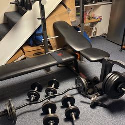 Two Bench, Four Dumbbells,two Bars With Weights 
