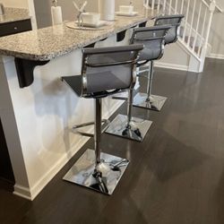 New 3 Gray Mesh Bar Stools 