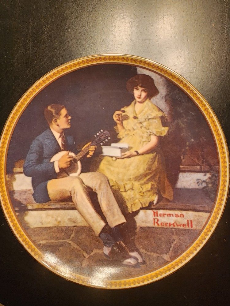 PONDERING ON THE PORCH-Norman Rockwell Collector Plate