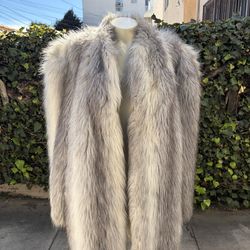 Luxury Casper Faux Fur Coat – Full Length – Elegant Grey Tone