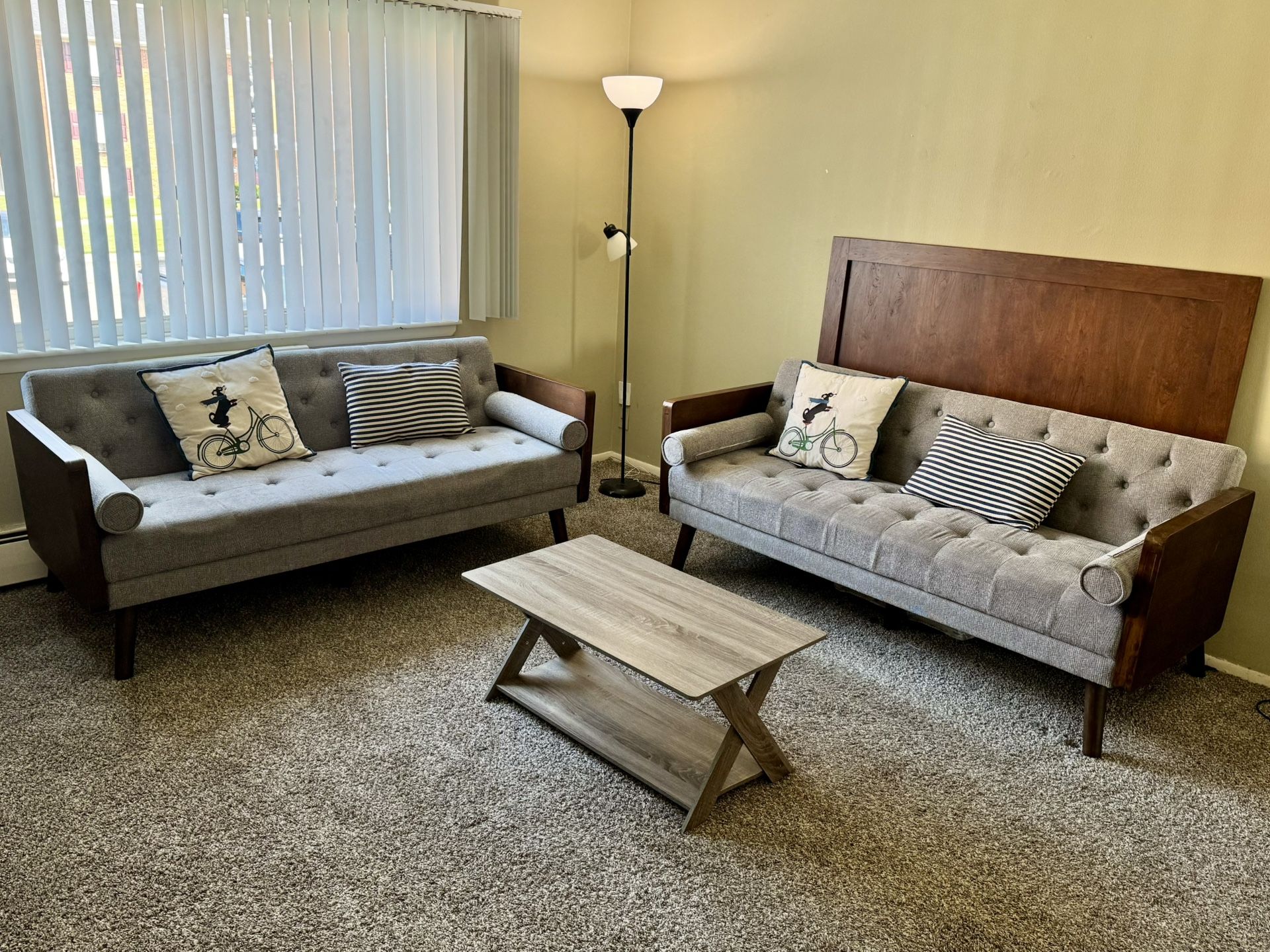 2x Convertible Sleeper Sofa + Coffee Table Set