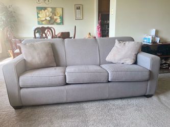 Comfortable Gray Sleeper Sofa with Memory Foam Mattress - Excellent Condition! OBO