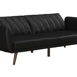Wayfair 81.5'' Vegan Black Leather Convertible Sofa Bed