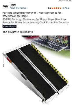 VNN Portable Wheelchair Ramp 4FT Aluminum