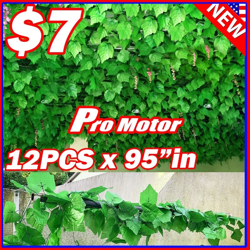 12pcs Stands Artificial Ivy Grape Maple Leaf Plants Vine Hanging Garland Fake Foliage Home Kitchen Garden Office Wedding Dinner Table Wall Decor