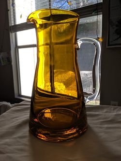 Vintage Amber glass pitcher
