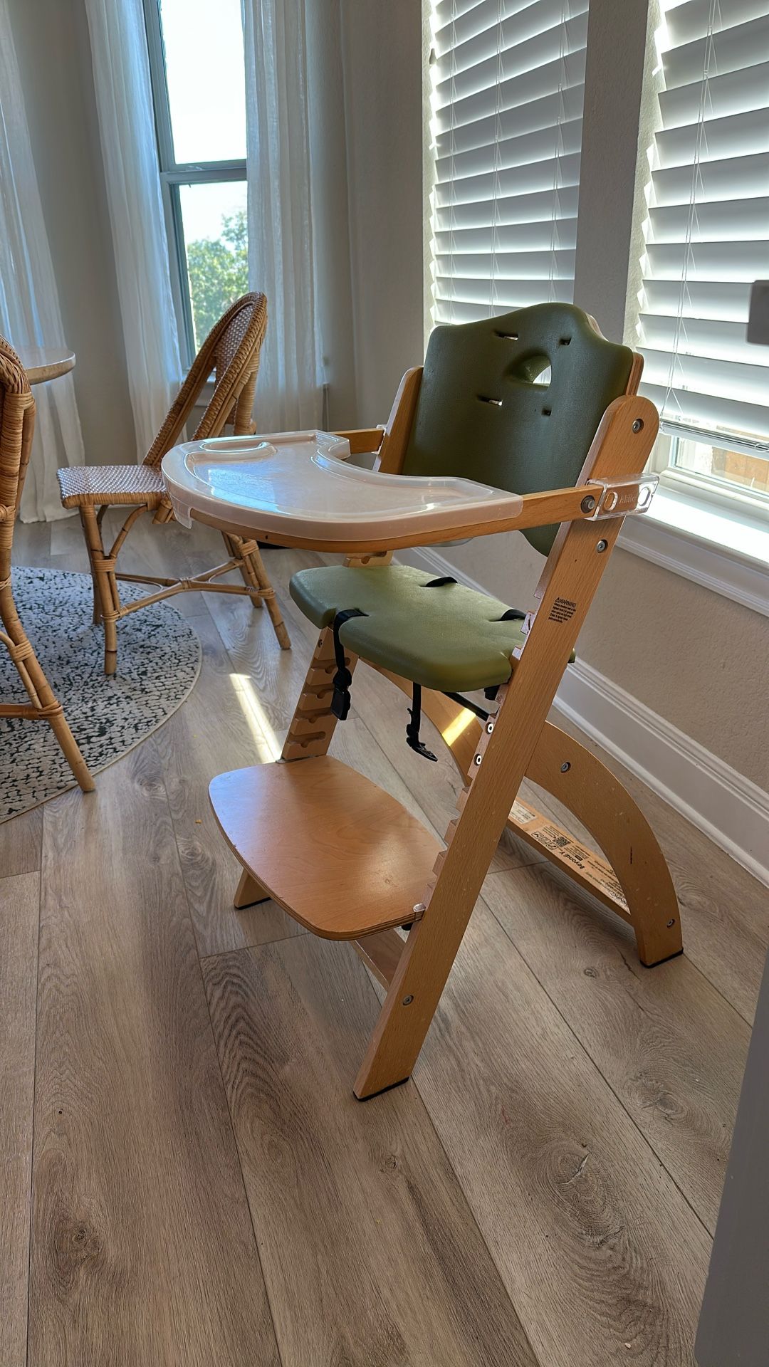 Abiie Beyond Junior Wooden High Chair with Tray - Adjustable and Convertible High Chair for Babies and Toddlers - 6 Months to 250 Lb - Water Resistant