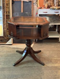 Barrister's Side Table, Leather Top