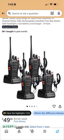 Pxton Walkie Talkies 4-Pack with Earpieces