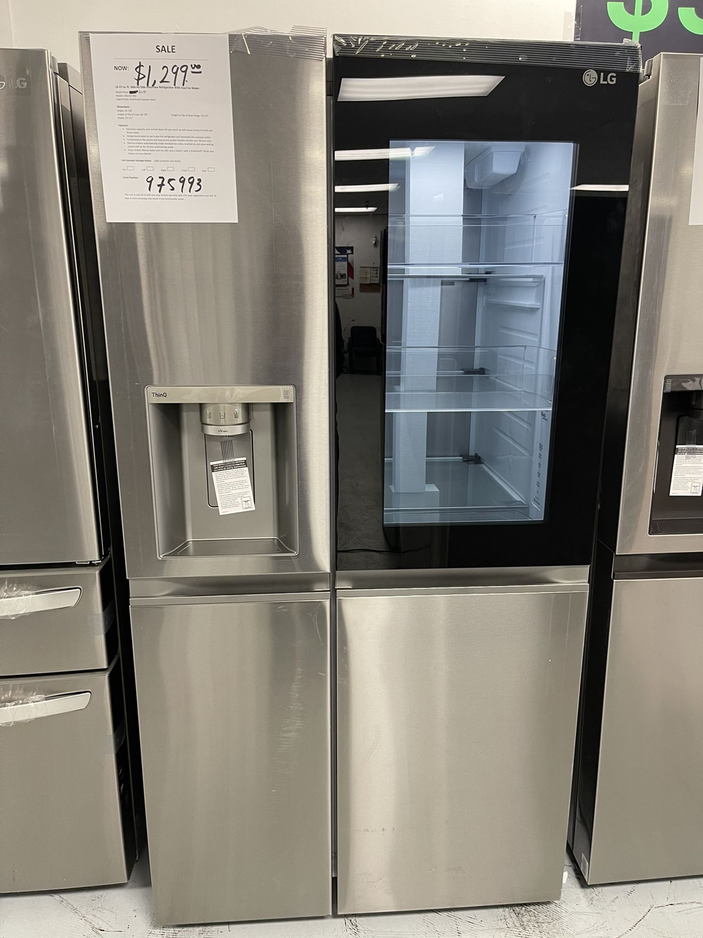 27 Cu.ft Side By Side Refrigerator With Round Ice Balls And Insta-view