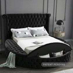 [SPECIAL] Luxus Velvet Black Queen Storage Platform Bed


