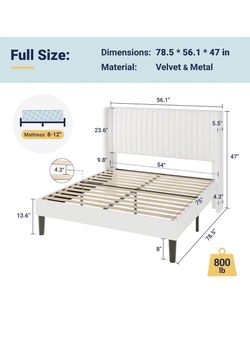 Full Size White Velvet Bed frame
