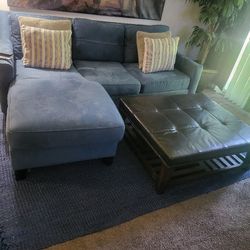 Used Couch And Brown Ottoman. 