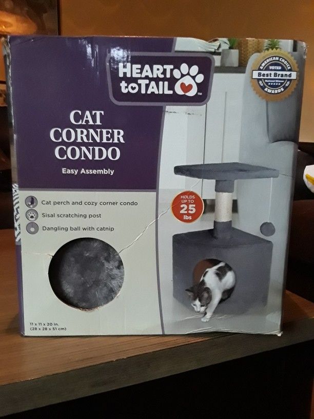 Heart To Tail Cat Corner Condo Brown Cat Tower