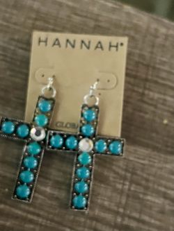 Turquoise Color Cross Earrings 