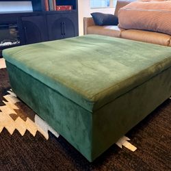 Green Delano Oyster Foam 40" Square Accent Storage Ottoman