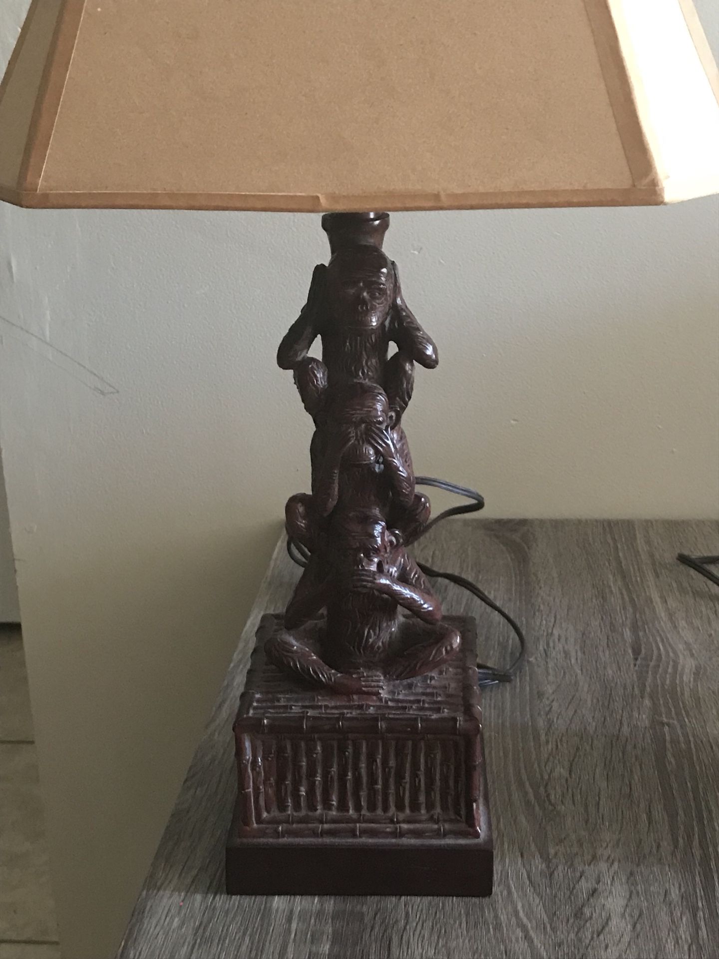 Three wise monkey lamp: See no evil Hear no evil Speak no evil