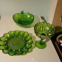 vintage green carnival glass 