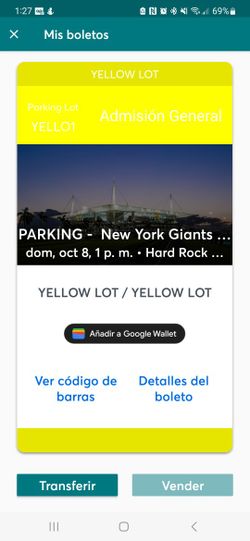 Miami Dolphins v. Giants Yellow Parking 