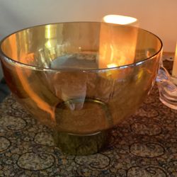 Amber Glass Bowl 10” Size